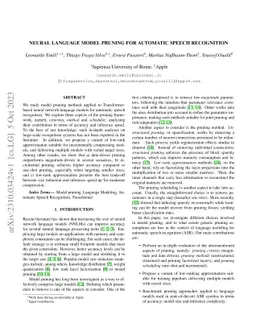 Neural Language Model Pruning for Automatic Speech Recognition