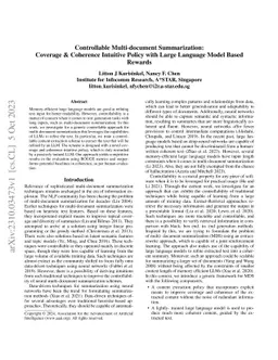 Controllable Multi-document Summarization: Coverage & Coherence
  Intuitive Policy with Large Language Model Based Rewards