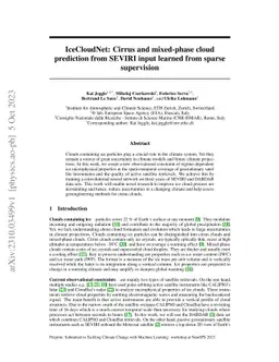 IceCloudNet: Cirrus and mixed-phase cloud prediction from SEVIRI input
  learned from sparse supervision