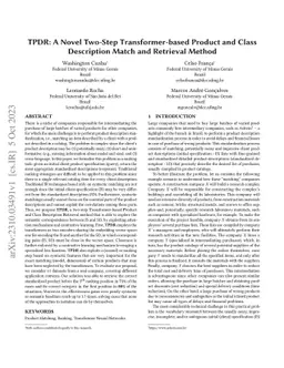 TPDR: A Novel Two-Step Transformer-based Product and Class Description
  Match and Retrieval Method