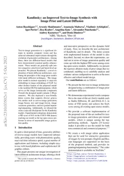 Kandinsky: an Improved Text-to-Image Synthesis with Image Prior and
  Latent Diffusion