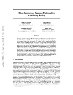 High-dimensional Bayesian Optimization with Group Testing