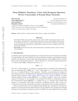 Deep Ridgelet Transform: Voice with Koopman Operator Proves Universality
  of Formal Deep Networks
