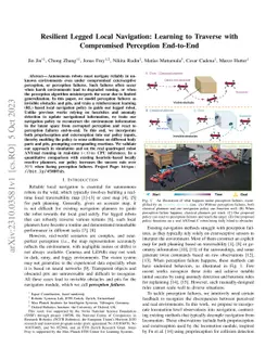 Resilient Legged Local Navigation: Learning to Traverse with Compromised
  Perception End-to-End