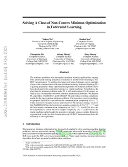 Solving a Class of Non-Convex Minimax Optimization in Federated Learning