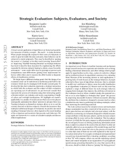 Strategic Evaluation: Subjects, Evaluators, and Society