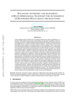 Balancing Autonomy and Alignment: A Multi-Dimensional Taxonomy for
  Autonomous LLM-powered Multi-Agent Architectures