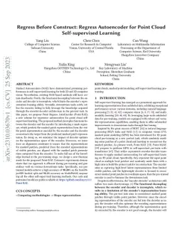 Regress Before Construct: Regress Autoencoder for Point Cloud
  Self-supervised Learning