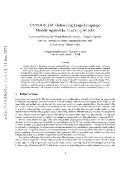 SmoothLLM: Defending Large Language Models Against Jailbreaking Attacks