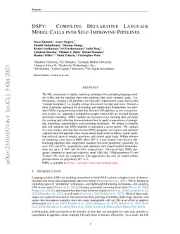 DSPy: Compiling Declarative Language Model Calls into Self-Improving
  Pipelines
