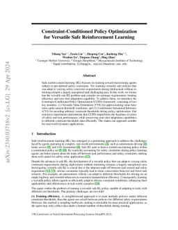 Constraint-Conditioned Policy Optimization for Versatile Safe
  Reinforcement Learning