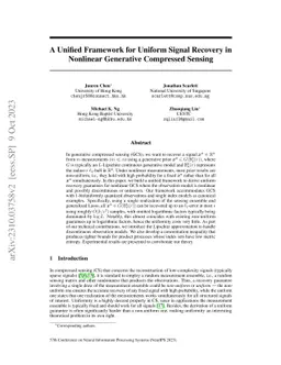 A Unified Framework for Uniform Signal Recovery in Nonlinear Generative
  Compressed Sensing