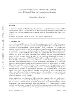 A Simple Illustration of Interleaved Learning using Kalman Filter for
  Linear Least Squares