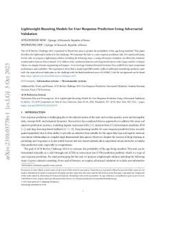 Lightweight Boosting Models for User Response Prediction Using
  Adversarial Validation