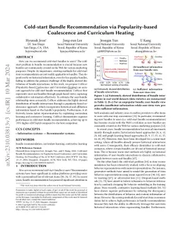 Cold-start Bundle Recommendation via Popularity-based Coalescence and
  Curriculum Heating