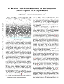 WLST: Weak Labels Guided Self-training for Weakly-supervised Domain
  Adaptation on 3D Object Detection
