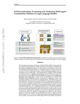 LLM-Coordination: Evaluating and Analyzing Multi-agent Coordination Abilities in Large Language Models