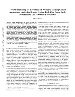 Towards Increasing the Robustness of Predictive Steering-Control
  Autonomous Navigation Systems Against Dash Cam Image Angle Perturbations Due
  to Pothole Encounters