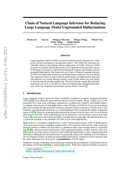 Chain of Natural Language Inference for Reducing Large Language Model
  Ungrounded Hallucinations