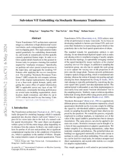 Sub-token ViT Embedding via Stochastic Resonance Transformers
