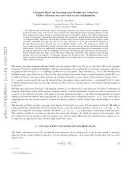 Ultimate limit on learning non-Markovian behavior: Fisher information
  rate and excess information