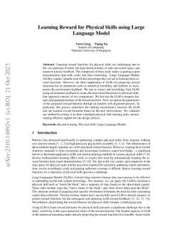 Learning Reward for Physical Skills using Large Language Model