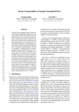 On the Transferability of Visually Grounded PCFGs