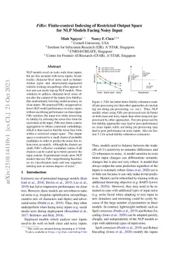 Finite-context Indexing of Restricted Output Space for NLP Models Facing
  Noisy Input