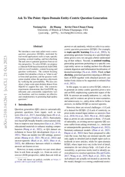 Ask To The Point: Open-Domain Entity-Centric Question Generation