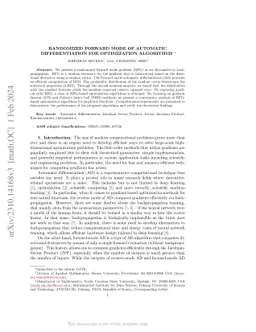 Randomized Forward Mode of Automatic Differentiation For Optimization
  Algorithms