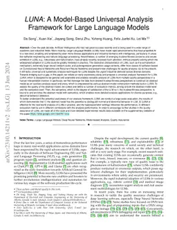 LUNA: A Model-Based Universal Analysis Framework for Large Language
  Models