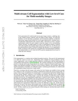 Multi-stream Cell Segmentation with Low-level Cues for Multi-modality
  Images