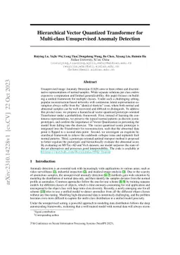 Hierarchical Vector Quantized Transformer for Multi-class Unsupervised
  Anomaly Detection