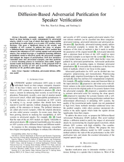 Diffusion-Based Adversarial Purification for Speaker Verification