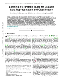 Learning Interpretable Rules for Scalable Data Representation and
  Classification