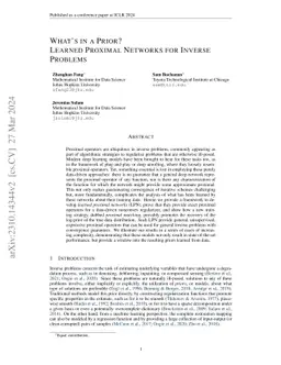 What's in a Prior? Learned Proximal Networks for Inverse Problems