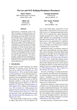 The Law and NLP: Bridging Disciplinary Disconnects