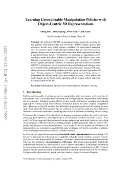 Learning Generalizable Manipulation Policies with Object-Centric 3D
  Representations