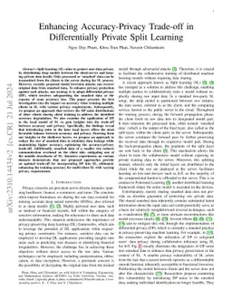 Enhancing Accuracy-Privacy Trade-off in Differentially Private Split
  Learning