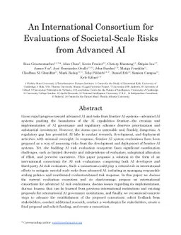 An International Consortium for Evaluations of Societal-Scale Risks from
  Advanced AI