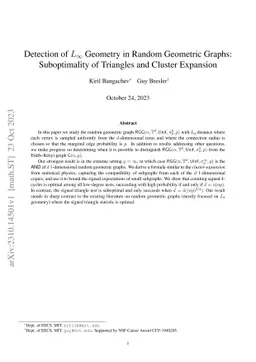 Detection of $L_\infty$ Geometry in Random Geometric Graphs:
  Suboptimality of Triangles and Cluster Expansion