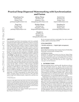 Practical Deep Dispersed Watermarking with Synchronization and Fusion