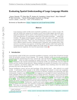 Evaluating Spatial Understanding of Large Language Models