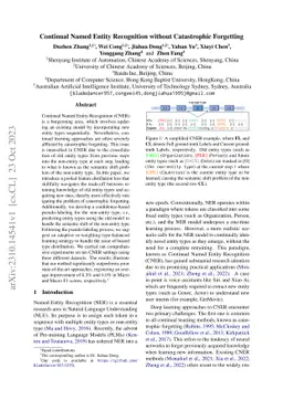 Continual Named Entity Recognition without Catastrophic Forgetting