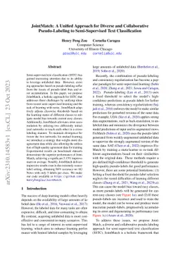 JointMatch: A Unified Approach for Diverse and Collaborative
  Pseudo-Labeling to Semi-Supervised Text Classification