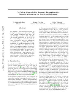 CAD-DA: Controllable Anomaly Detection after Domain Adaptation by
  Statistical Inference