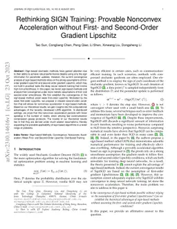 Rethinking SIGN Training: Provable Nonconvex Acceleration without First-
  and Second-Order Gradient Lipschitz