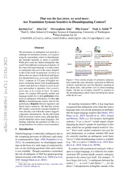 That was the last straw, we need more: Are Translation Systems Sensitive
  to Disambiguating Context?