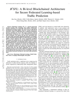 B^2SFL: A Bi-level Blockchained Architecture for Secure Federated
  Learning-based Traffic Prediction