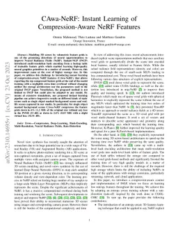 CAwa-NeRF: Instant Learning of Compression-Aware NeRF Features